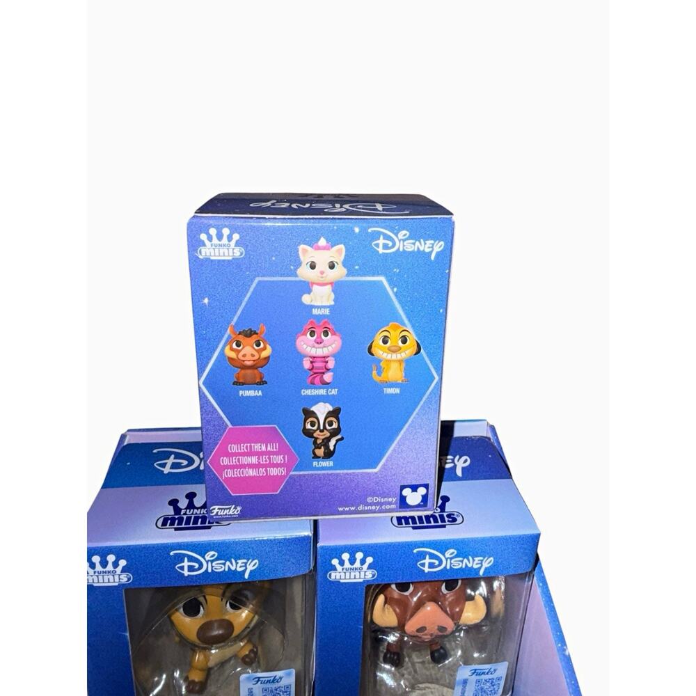 Funko Minis Disney Complete Set 5 Marie Pumbaa Timon Flower Cheshire + Display - Picture 2 of 2